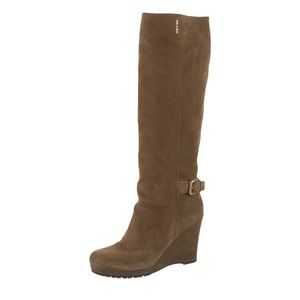 Prada Sport Brown Suede Knee High Boots